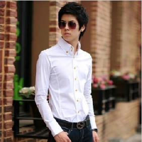 Black Casual Slim Pure Cotton Groom Shirts
