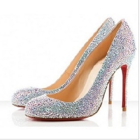 White High Heel With Diamond Women's Dress Shoes