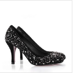 Black Sexy High Heel With Diamond Women's Dress Shoes