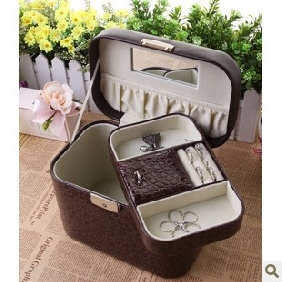Leather Coffee With Button Jewelry Boxes