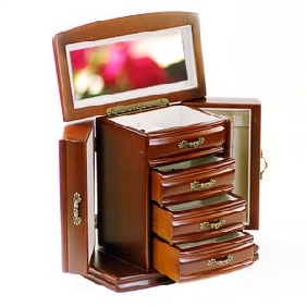 Wooden Dark Red Many Layers Jewelry Boxes