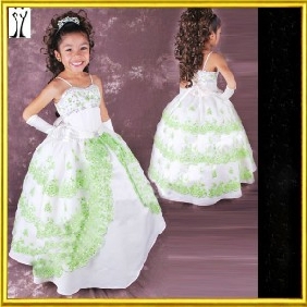 Baby Doll-like Three Layers Embroidered Lace Flower Girl Dress