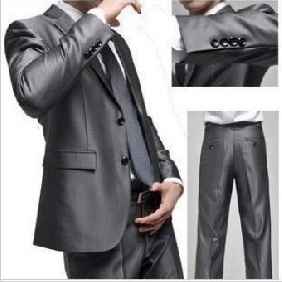 Two Button Silver Gray Wedding Groom Suits
