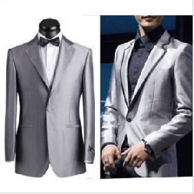 Silver Center Vented Business Groom Suits
