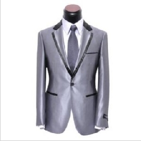 One Button Silver Wedding Groom Suits