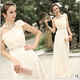 Ivory One Shoulder Chiffon Bridesmaid Dresses