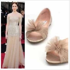 Light Pink With Flowers Dress Sandals Flats