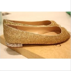 Gold With Diamond Dress Sandals Flats