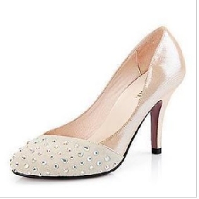 High Heel Closed Toe With Diamond Women's Bridal Shoes