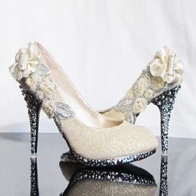 Ivory Super High Heel Closed Toe Women's Bridal Shoes