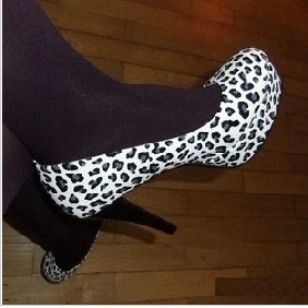 White Leopard High Heel Women's Dress Shoes