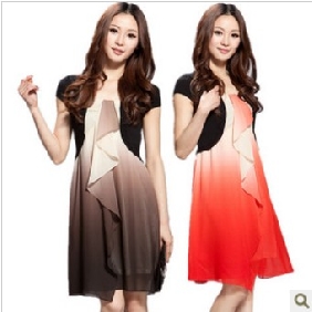 Short Sleeve Chiffon Knee Length Dresses
