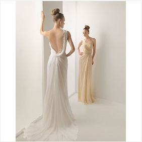 White Backless One Shoulder Beach Wedding Dresses