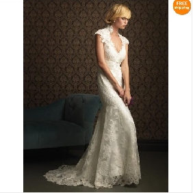 Tulle Backless Flower Beach Wedding Dresses