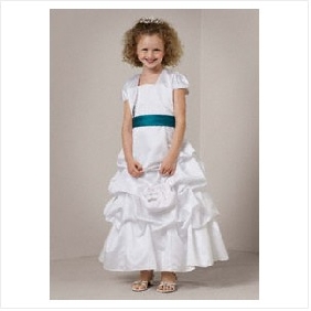 White Knee Length Short Sleeve Flower Girl Dresses