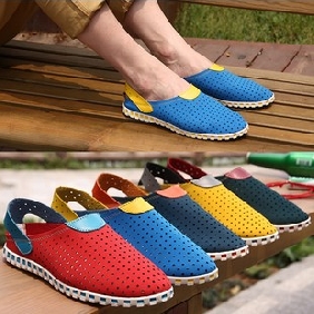 With Holes Leather Blue Men's Sandals