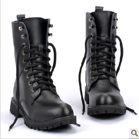 Black Leather Fashion Men's Casual Boots