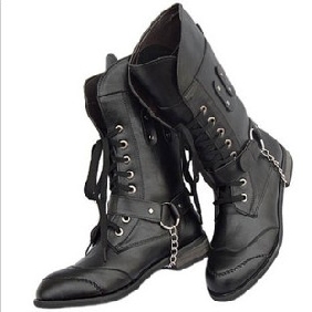 Black With Chain Fashion Men's Casual Boots