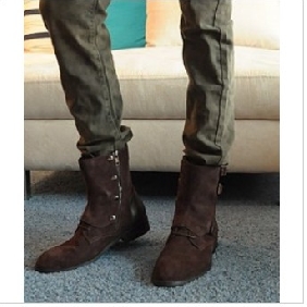 Coffee Fashion Zipper Men's Casual Boots