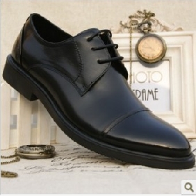 Black Real Leather Wedding Men's Shoes