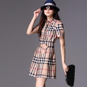 Khaki Short Sleeve Knee Length Dresses