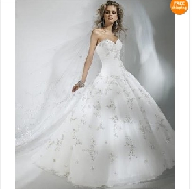 White Elegant Sweetheart Embroidery Princess Wedding Dresses