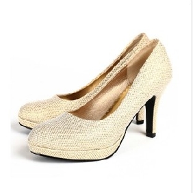Gold High Heel Shiny Women's Dress Shoes
