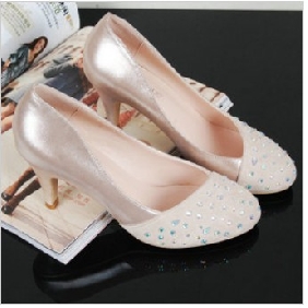 Pink With Diamond High Heel Elegant Women's Dress Shoes