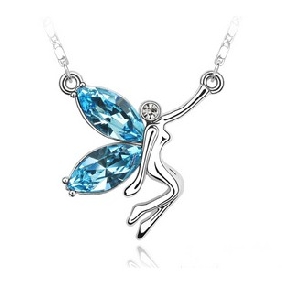 Blue Diamond Necklace Silver Office Lady Accessories