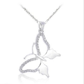 Butterfly Style Necklace With Diamond Office Lady Accessories