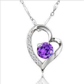 Purple Diamond Heart Shape Office Lady Accessories
