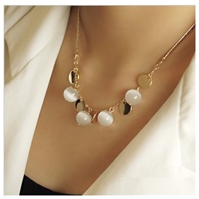 Round Shape Shiny Necklace Office Lady Accessories