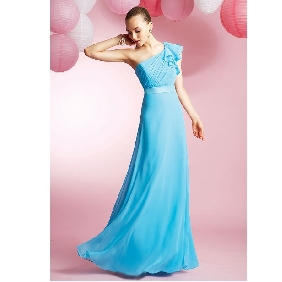 Ruffles Chiffon Light Blue Ankle Length Beach Wedding Dresses