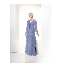 Blue Chiffon Halter Backless V Neck Mother of the Bride Dresses