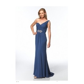 Blue One Shoulder Chiffon Mother of the Bride Dresses