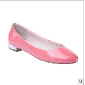 Pink Leather With Diamond Flats Women's Bridal Shoes
