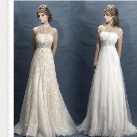 Floor Length Backless Lace Tulle Asymmetrical Wedding Dresses