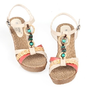 Apricot Retro Style High Heel Platform Shoes