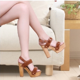 Super High Heel Summer Brown Platform Shoes