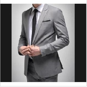 Gray Fashion Relaxed One Button Groom Suits