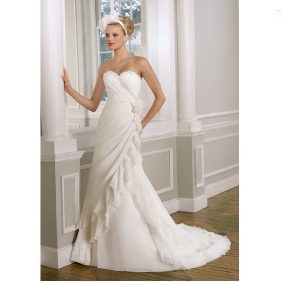 White Sweetheart Neckline Chiffon Beach Wedding Dresses