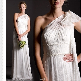 One Shoulder Chiffon Ruffles Halter Beach Wedding Dresses