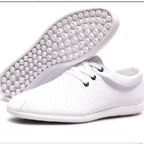 White Lace Up Small Holes Flat Men's Casual Shoes