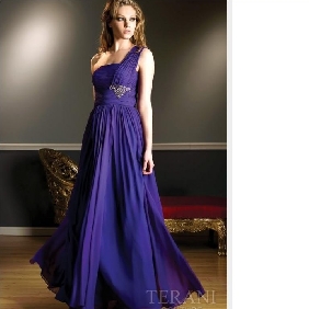 One Shoulder Chiffon Purple Banquet Evening Dresses