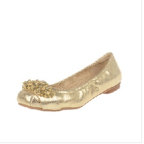 Gold Beaded Super Dress Flats