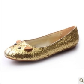 Gold Mouse Images On Shiny Dress Flats