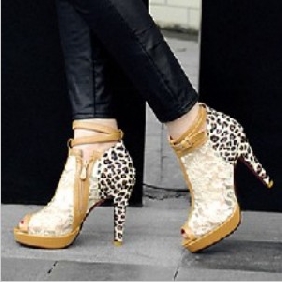 Leopard Grain Leisure Party With Zipper Women's Sandals
