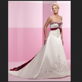 White Red Floor Length Simlpe Elegant A-line Wedding Dresses