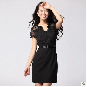 Black Chiffon Satin With Belts Knee Length Dresses