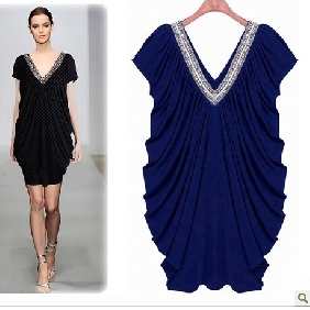 Black V Neck Chiffon Loose Elegant Dresses